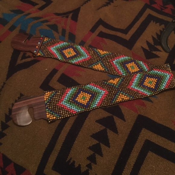 Aztec stretchy beaded belt