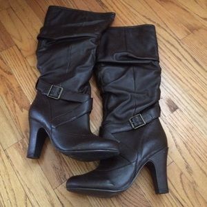 7.5 Brown Boots Almost Knee Highs