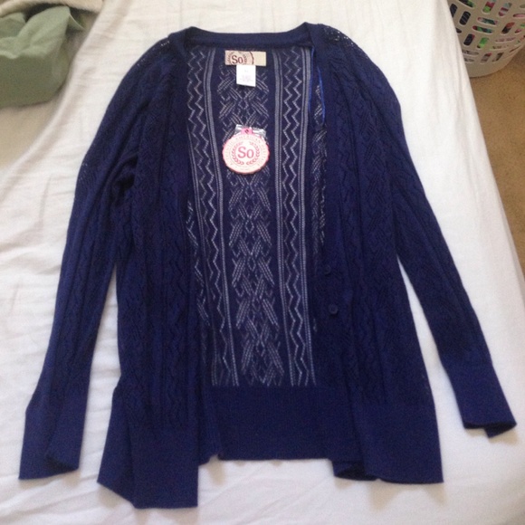 Crochet navy cardigan