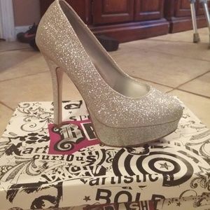 Silver sparkly heels