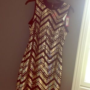 Gold/black sequin chevron homecoming dress