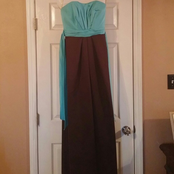 Blue and brown formal gown