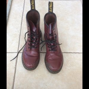 Maroon Dr. Martens boots