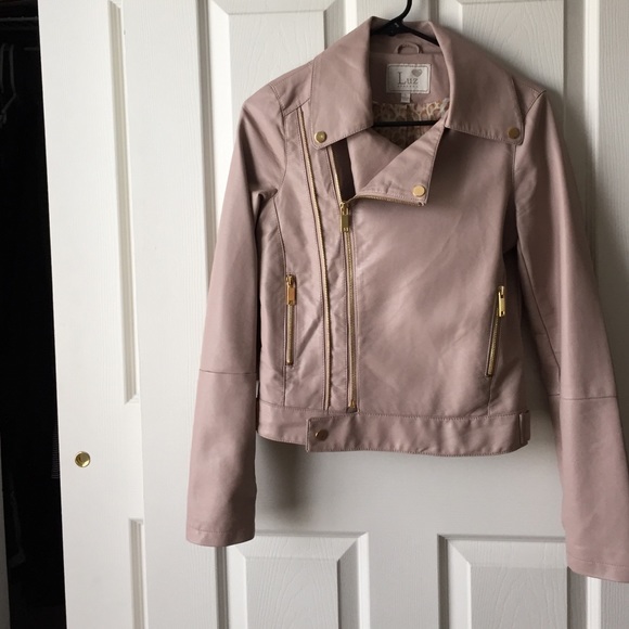Blush Pink / Nude Faux Leather Motorcycle Jacket