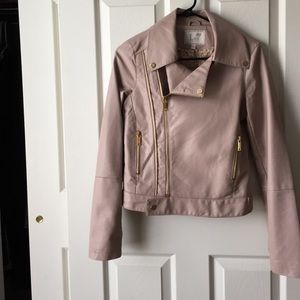 Blush Pink / Nude Faux Leather Motorcycle Jacket