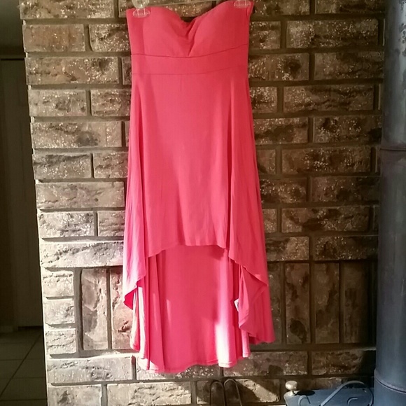 Coral high low dress