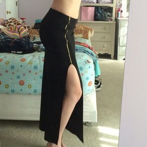 Charlotte Russe sexy black maxi w gold zipper