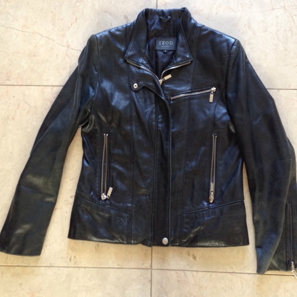 IZOD Jackets & Blazers - 🎉🎉HP🎉🎉💥Real leather black motorcycle jacket