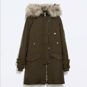 Zara Parka with Quilted Lining + Fur Hood - XS