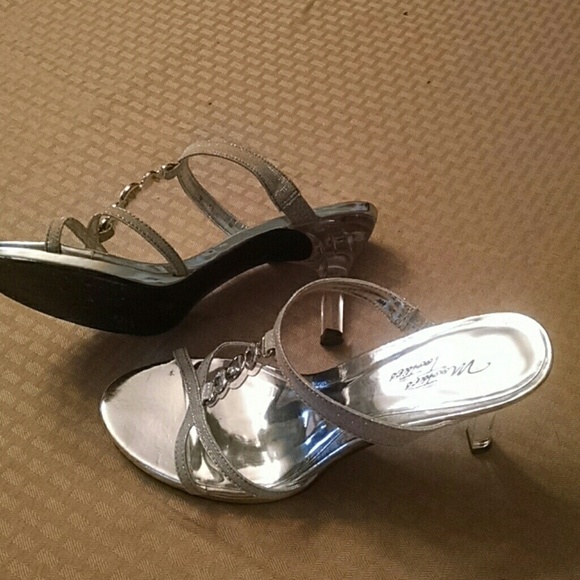 Silver strappy heels