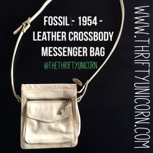 Fossil - 1954 Beige Leather Crossbody MessengerBag