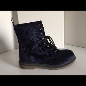Dark Purple/Blue Velvet Combat Boots