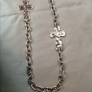 18" Cross necklace silver costume