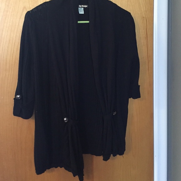 Black open front cardigan