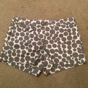 J crew cotton grey and cream dot shorts sz 0 nwot