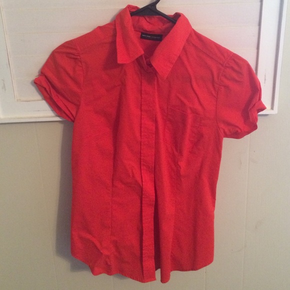 Orange Button Up Blouse