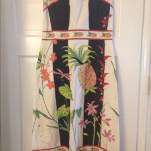 J Crew pineapple strapless dress size 8