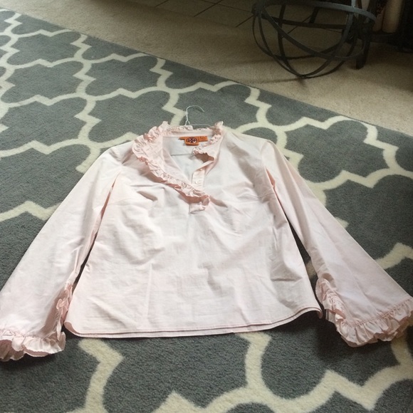 Tory burch pink ruffle blouse