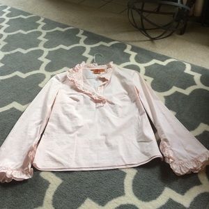 Tory burch pink ruffle blouse