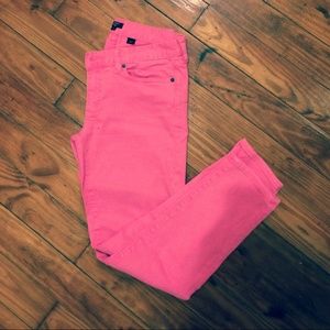 j.crew hot pink toothpick jeans