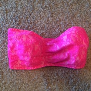 Lined lace bandeau top