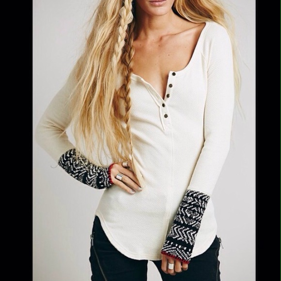 Free People Tops - Free People off-white Nordic sleeve thermal