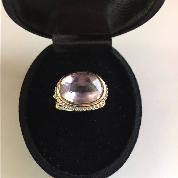 2 tone silver amethyst ring - size 5