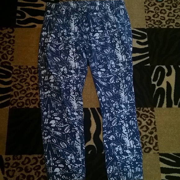 Denim printed joggers