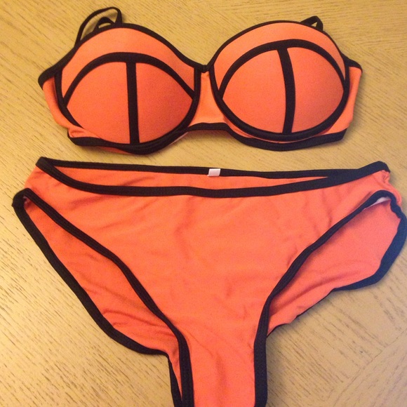 Bright orange similar triangl swimwear