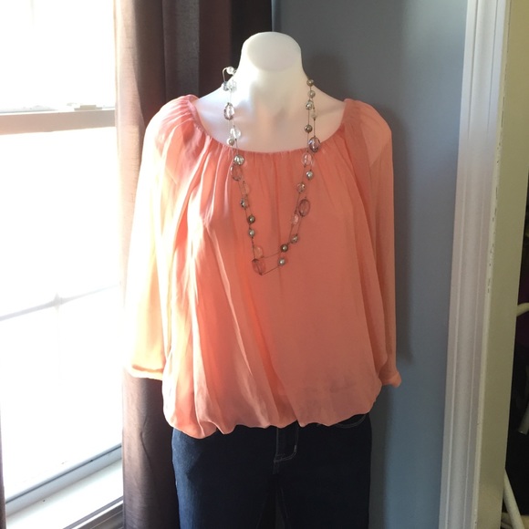 XXI semi sheer blouse in pretty peach