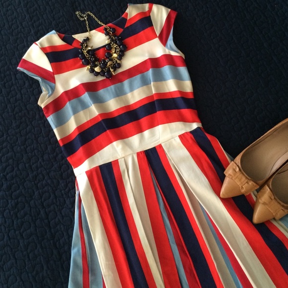 Darling nautical pleated fit and flair dress