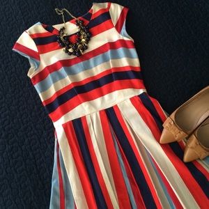 Darling nautical pleated fit and flair dress