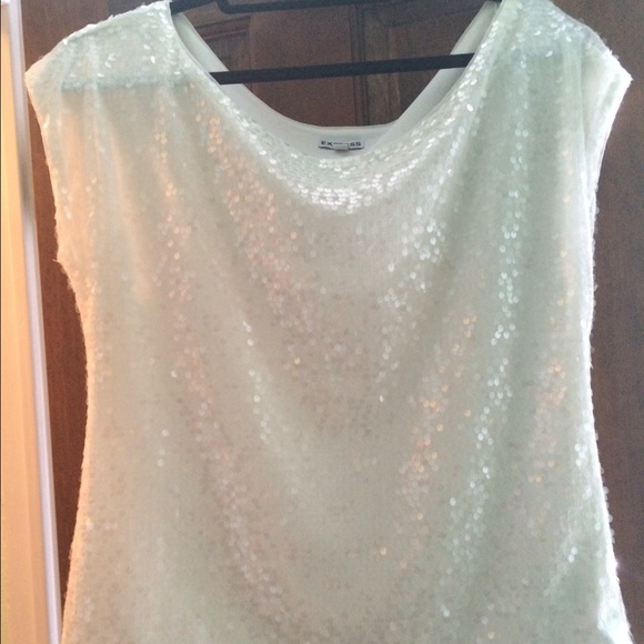 Express sequins top in white