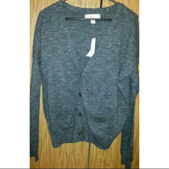 Black White Grey Heathered Knit Cardigan Sweater