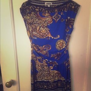 Fun fitted royal blue and leopard dress