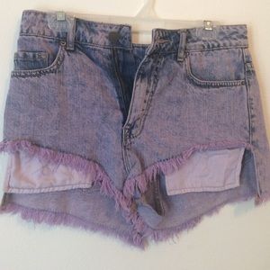 BDG purple denim shorts