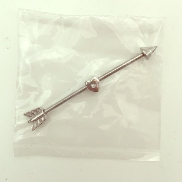 Heart bow and arrow industrial earring