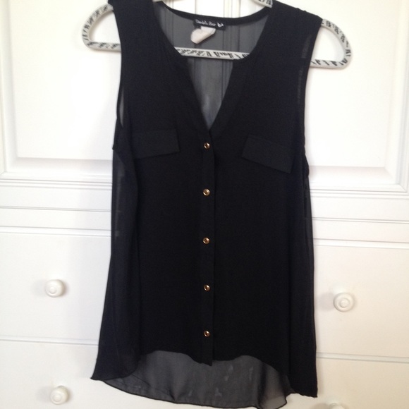 Black shirt with a soft front and sheer back