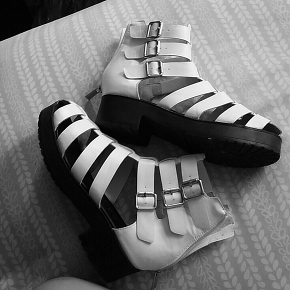 White platform gladiator sandals