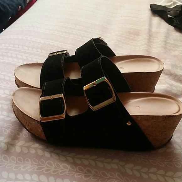 Black and gold  platform sandals