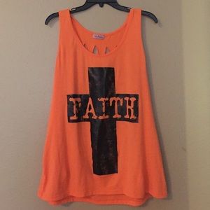 Orange faith tank top! Very stylish! Plus size