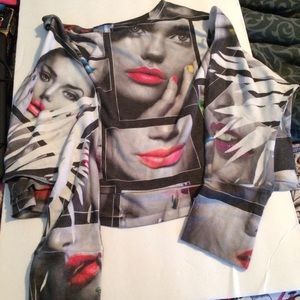 Crop top shirt with lips and lipsticks