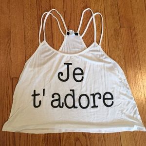 "Je t'adore" cropped tank with double straps