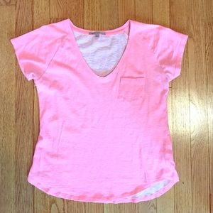 Bright pink tee with pocket
