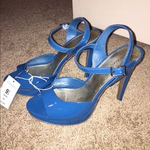 Teal peep toe heel
