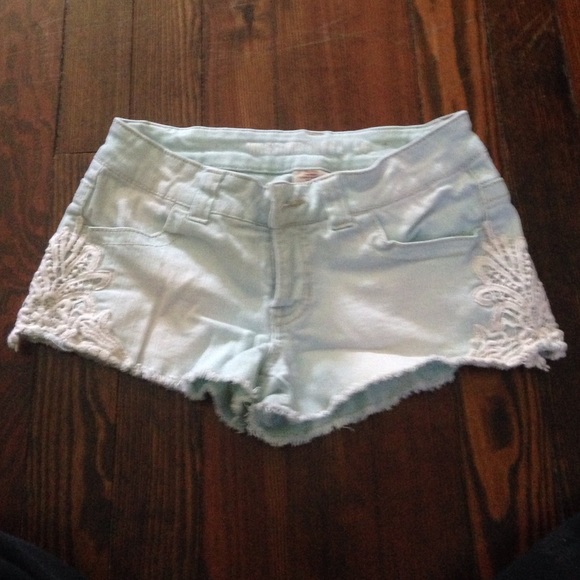 Blue shorts with lace