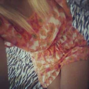 Orange, White, & Green Floral Romper