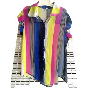 Color block sheer shirt