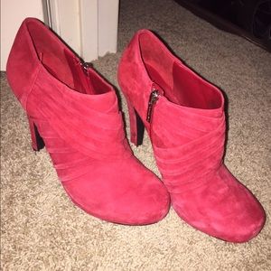 Red suede booties