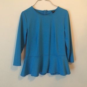 ann taylor peplum blue shirt